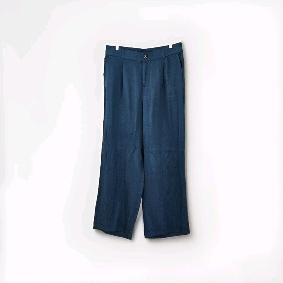 Torrid Pants Womens 14T Teal High Rise Wide Leg Linen Blend Pockets Zip Fly Boho - Picture 1 of 15
